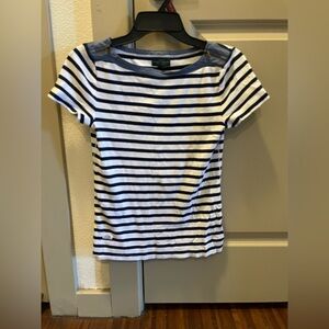 LRL Lauren Jeans Co. Striped Boat Neck T-Shirt Cotton Petite S Sailor Style